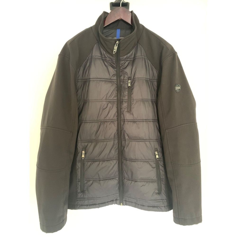 Calvin Klein Men's Black Puffer Jacket with‎ Solid Sleeves Size Large